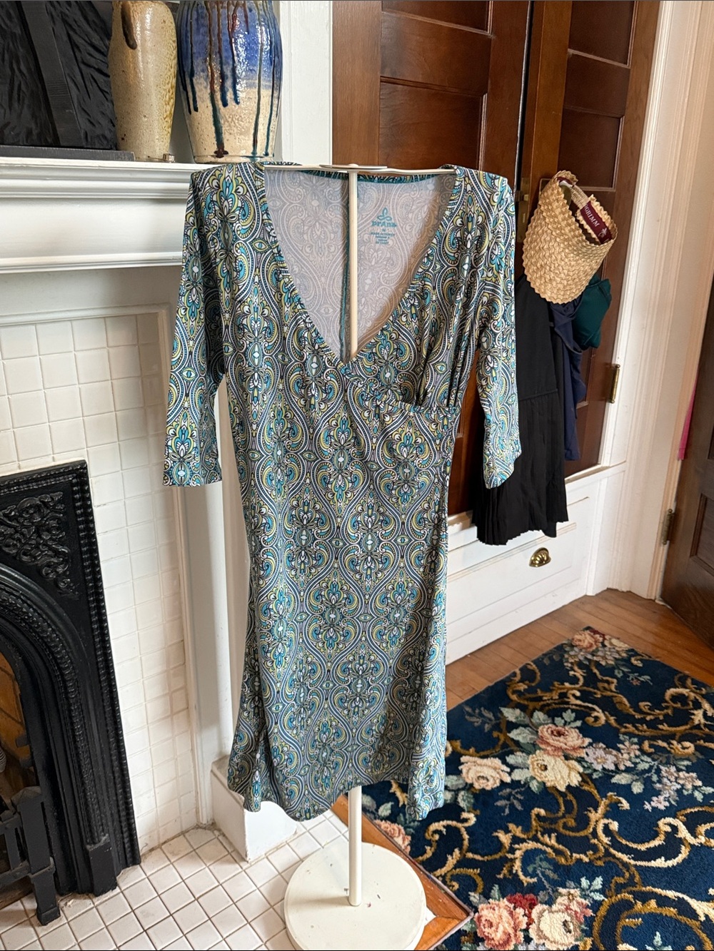 Prana Teal & Blue Paisley Midi Dress w/inside secret pocket- worn few times.